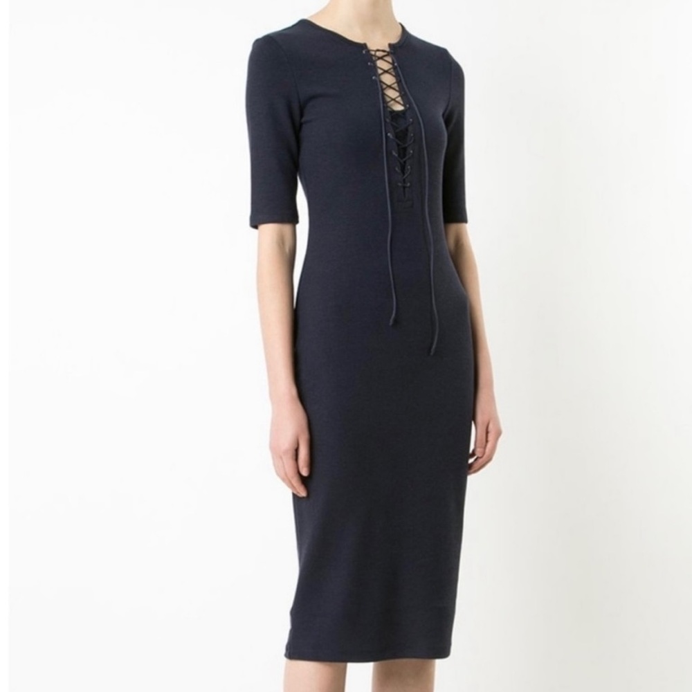Derek Lam 10 Crosby Lace-up ribbed black dress 4